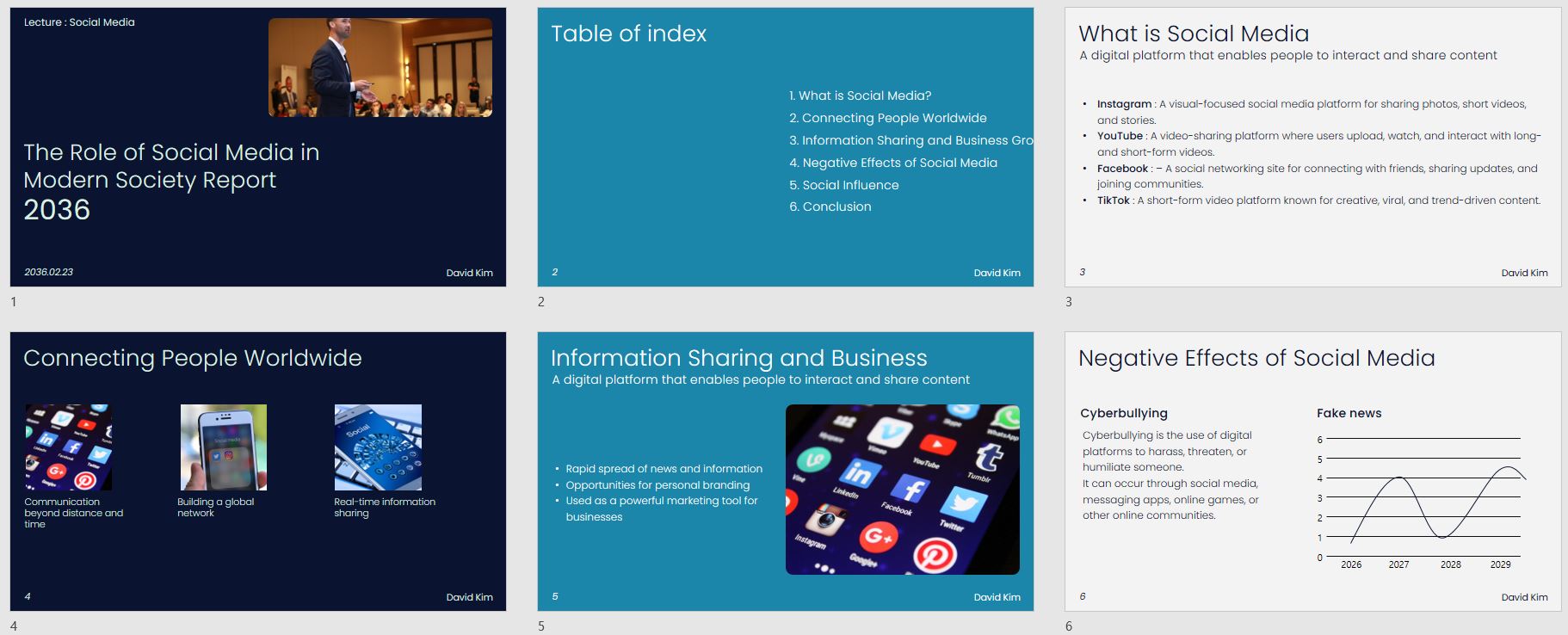 The Role of Social Media in Modern Society Report Powerpoint Template