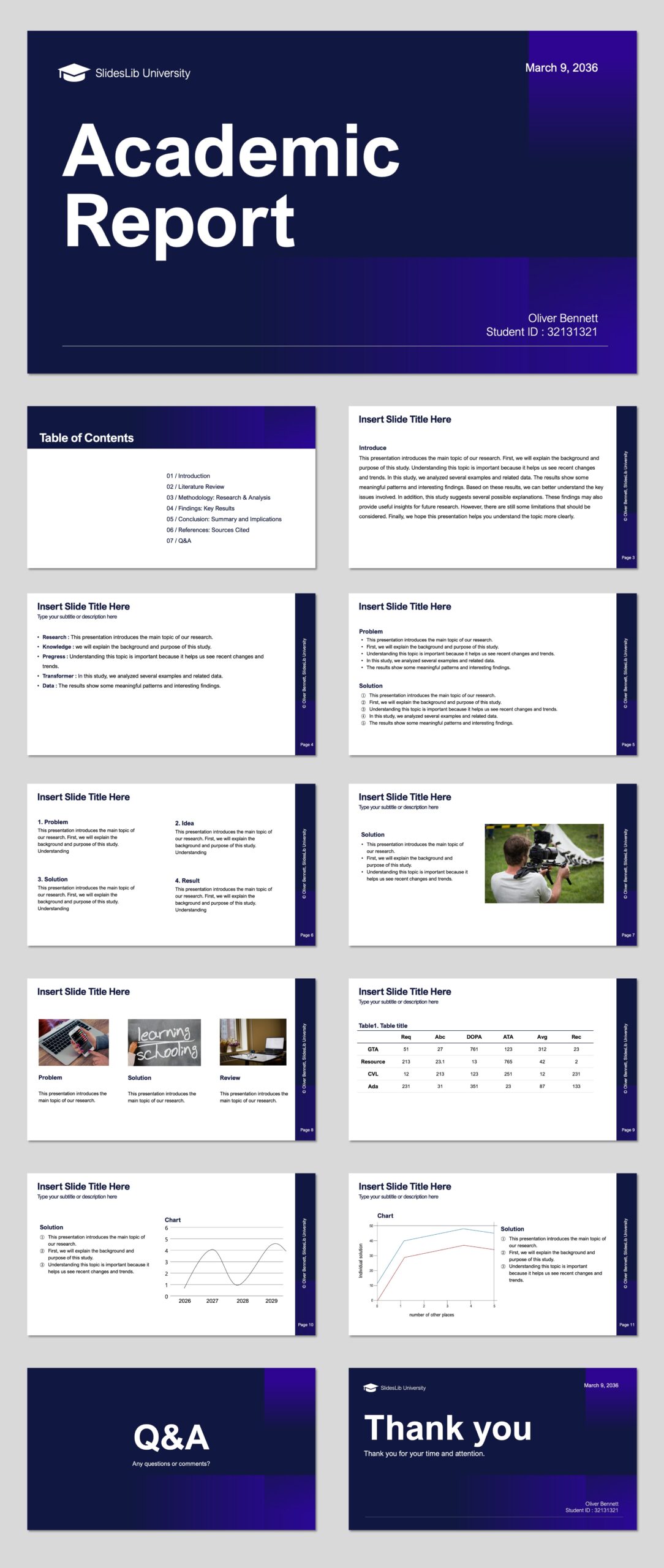 Academic Report Free PowerPoint Template - SlidesLib