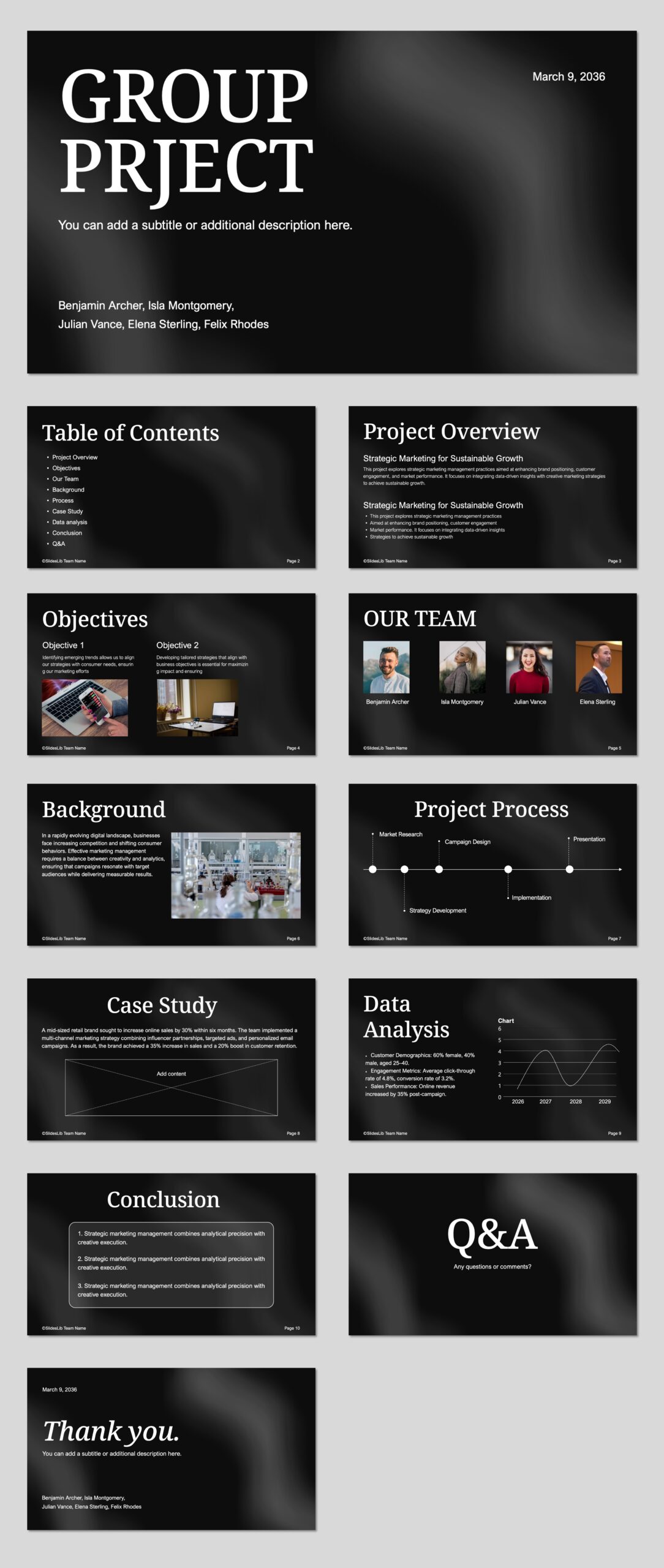 Free Group Project education presentation templates