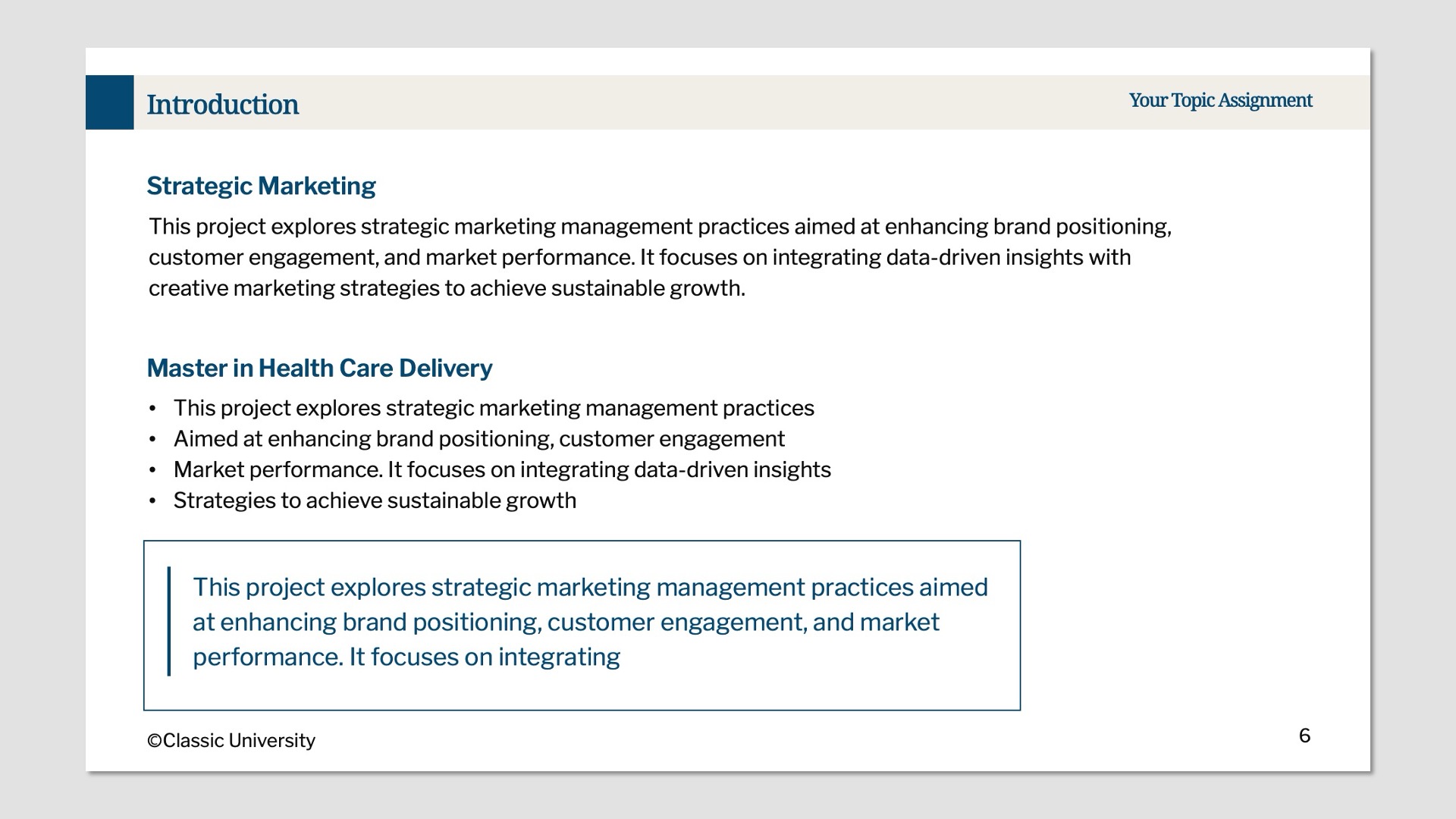 Free University Assignment Presentation