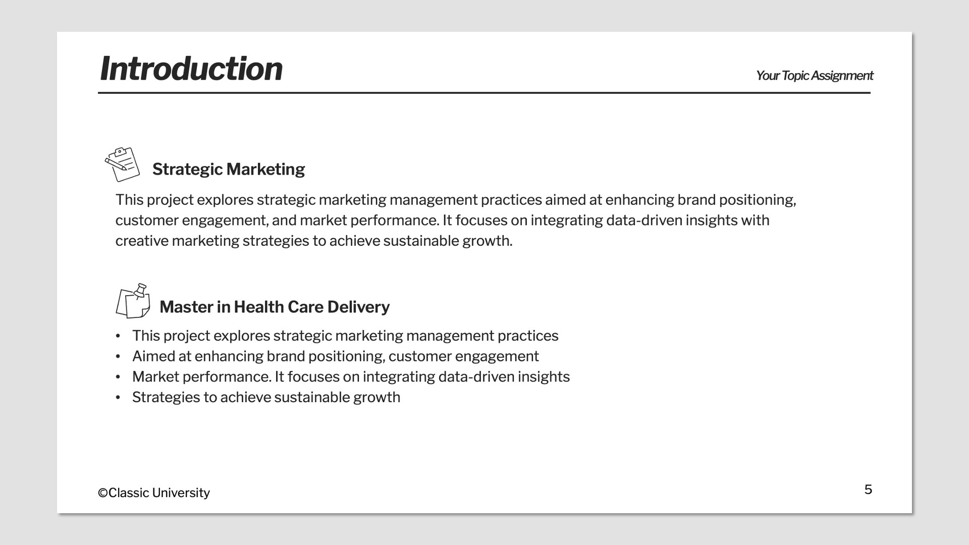 Free Classic University Assignment Presentation